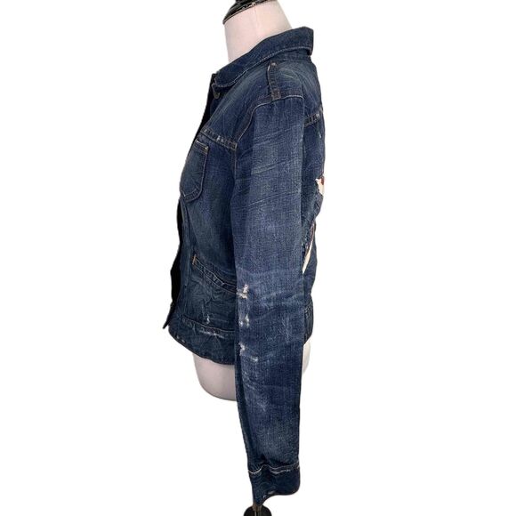 Lucky Brand Red White & Blue Star Button Front Denim Jacket Size Medium - Picture 4 of 8